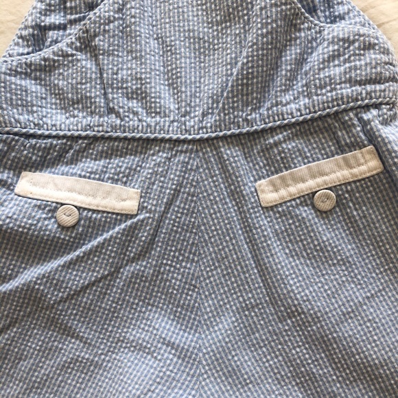 Blue white seersucker shortall adjustable overall - Picture 4 of 5